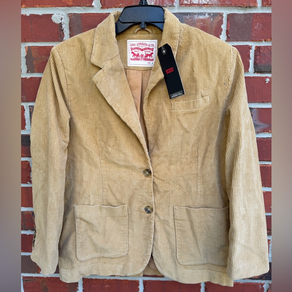 NWT  Levi's Autumn Corduroy Women’s Iced Coffee Beige 2 Button Medium Blazer M7